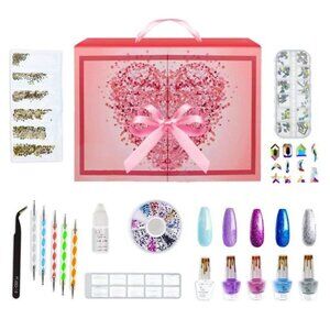 Nail Kit for Girls, Nail Art Design Tools Kit for Beginners with Rhinestones